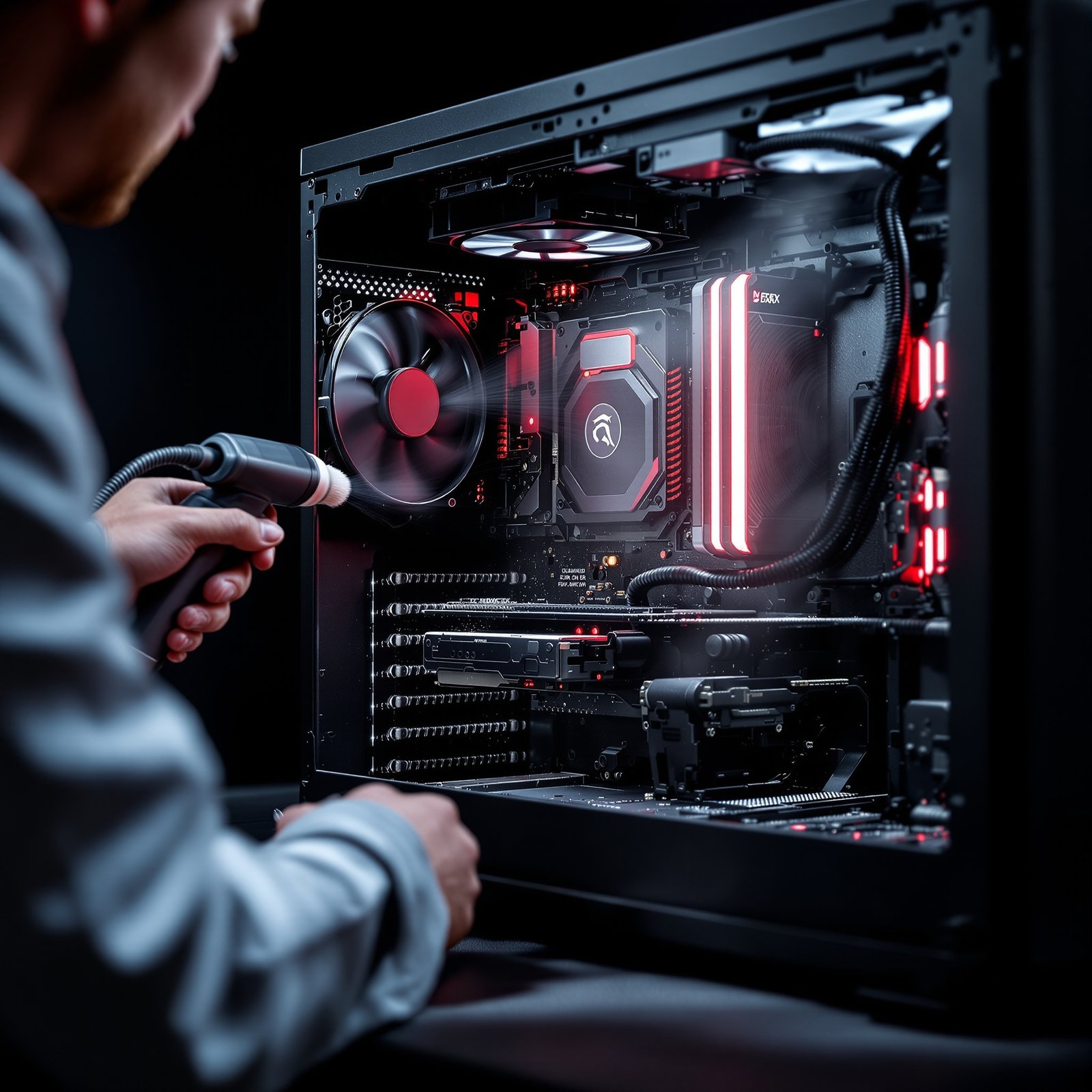 Limpieza interna de PC con aire comprimido